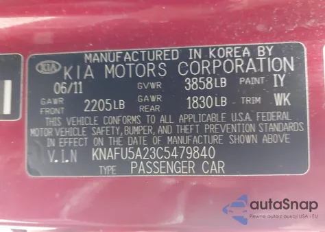 2012 Kia Forte Ex z USA, uszkodzony, nr VIN KNAFU5A23C5479840